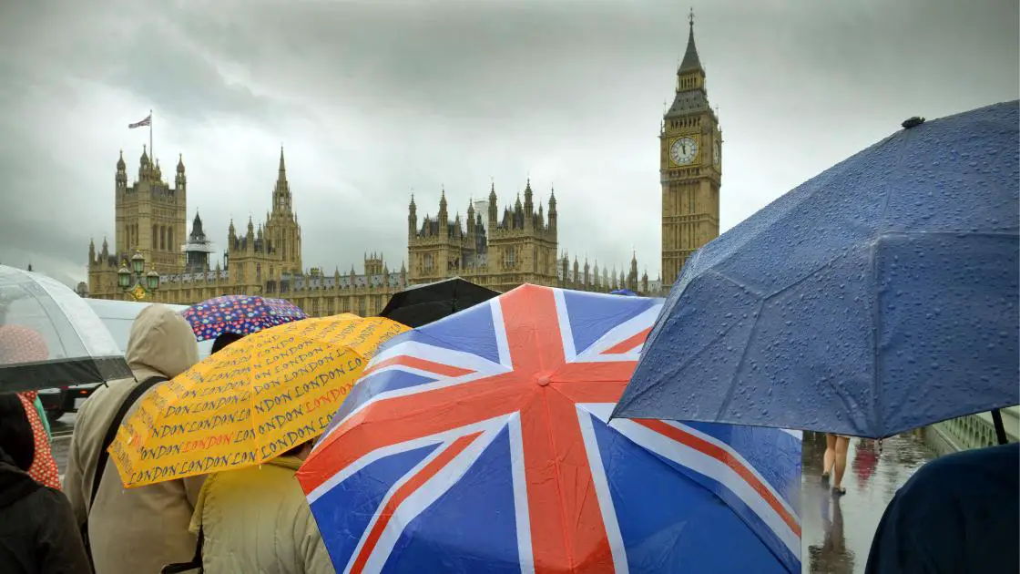 Rainy day London umbrellas
