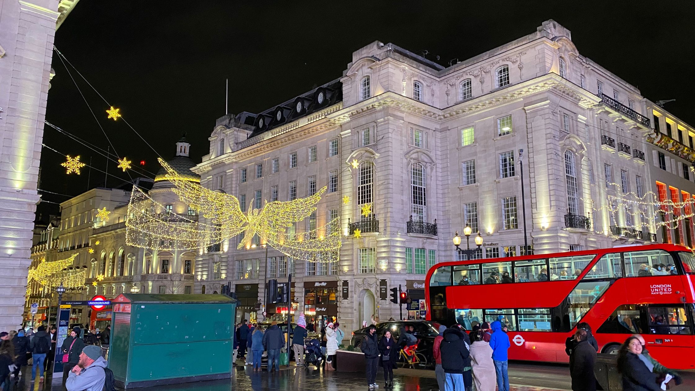 London street with Christmas lights self-guided tour