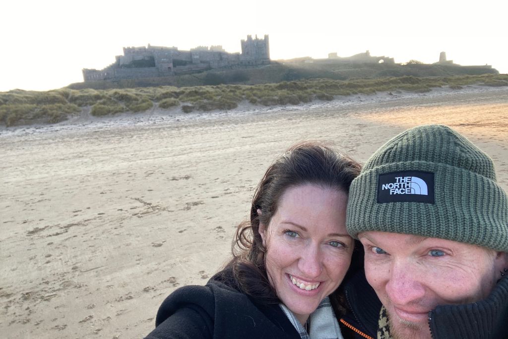 Victoria on the beach by Bamburgh Castle