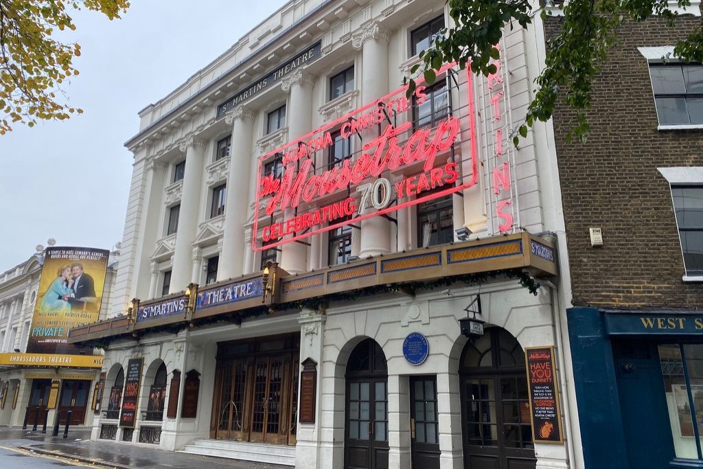 Covent Garden neighborhood in London. View of St. Martin's Theatre, home to Agatha Christie's The Mousetrap.