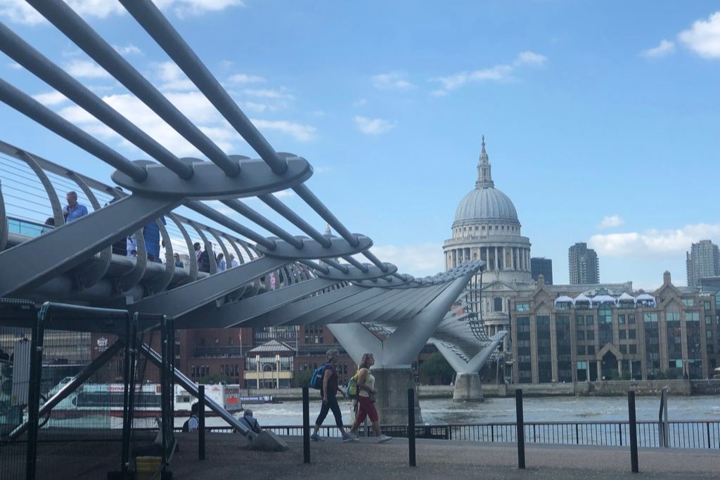 View toward St. Paul's Cathedral from South Bank in London.
