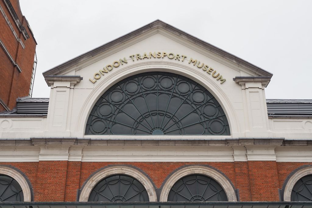 Exterior of the London Transport Museum in the Covent Garden neighborhood.