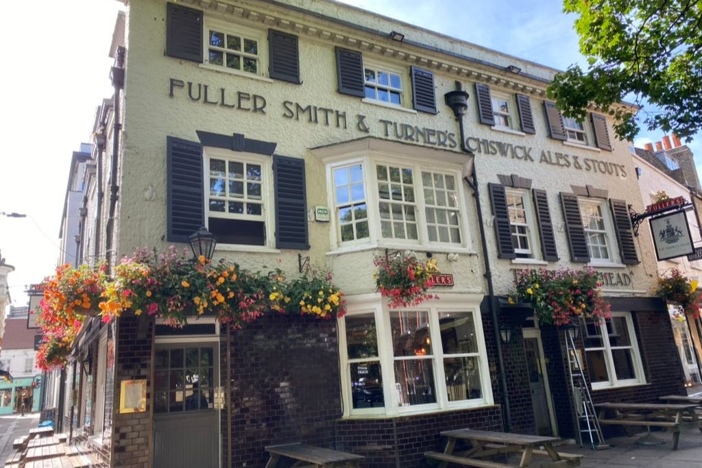 Pub exterior in Richmond Upon Thames, England.